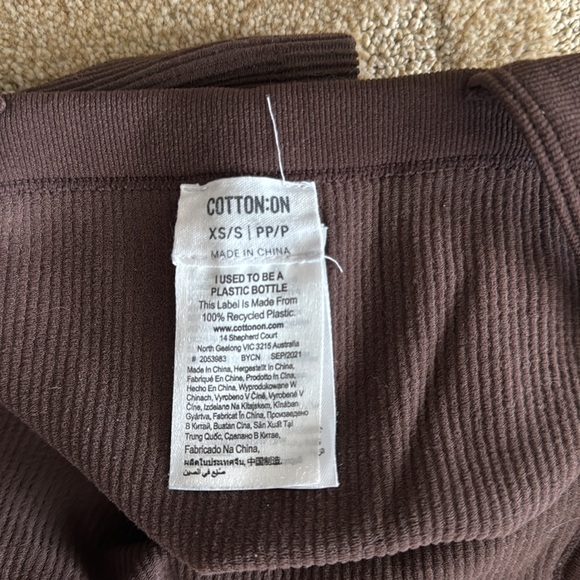 Cotton On size XS/S ribbed brown crop tank top. - Picture 3 of 3